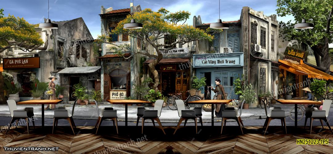Tranh dán tường Phố cổ Hà Nội, Phố xưa - -HN251223-1P5 - Kết quả tìm kiếm tranh tường